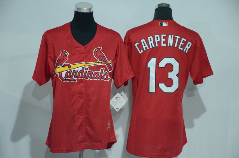 Womens 2017 MLB St. Louis Cardinals #13 Carpenter Red Jerseys->women mlb jersey->Women Jersey